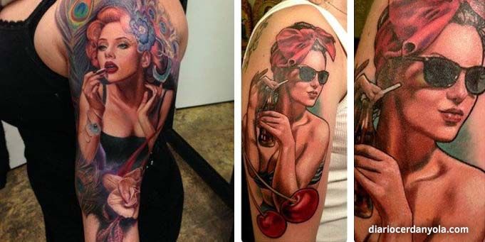 Algunos ejemplos de tatuajes pin-up realizados en Cerdanyola.
