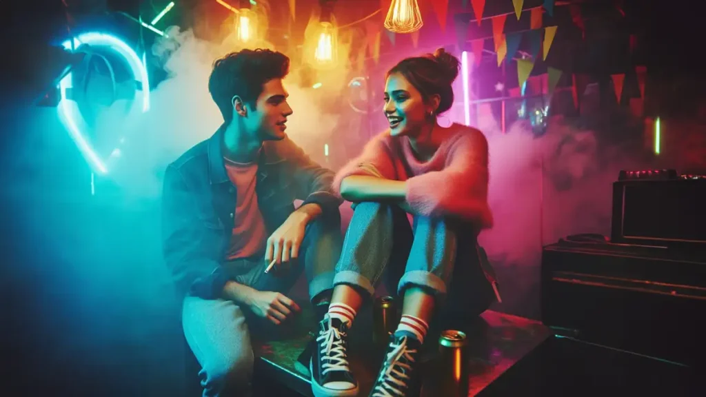 Gente joven en una discoteca en 1990
