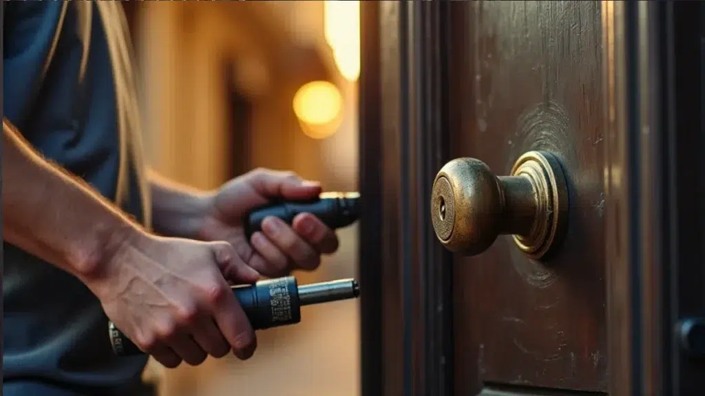 Cerrajero abriendo una puerta en Barcelona