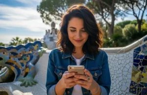 El juego online crece de manera segura: hay buenas razones para ello Mujer mirando el móvil en Barcelona