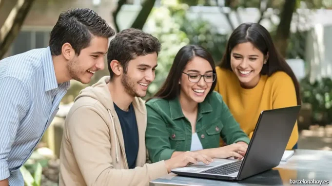 estudiantes-mirando-un-ordenador Estudiantes revisando un trabajo
