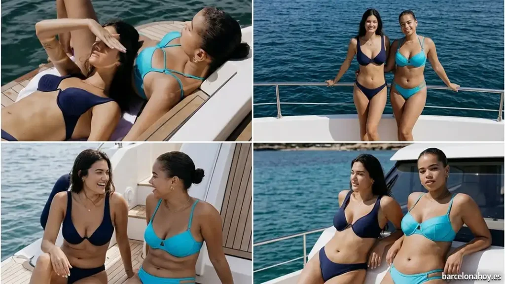 Dos chicas en bikini con tallas grandes de pecho