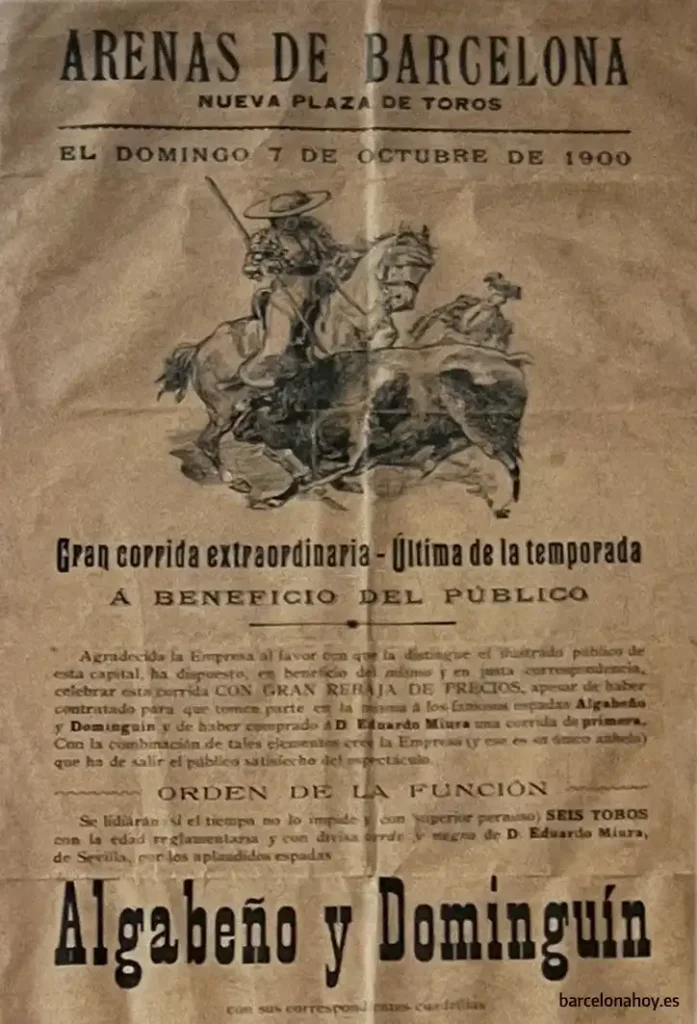 Cartel del domingo 7 de octubre de 1900 donde murió el torero Dominguín