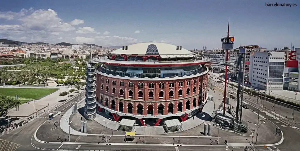 Vista aérea de la plaza de toros de Barcelona Las Arenas