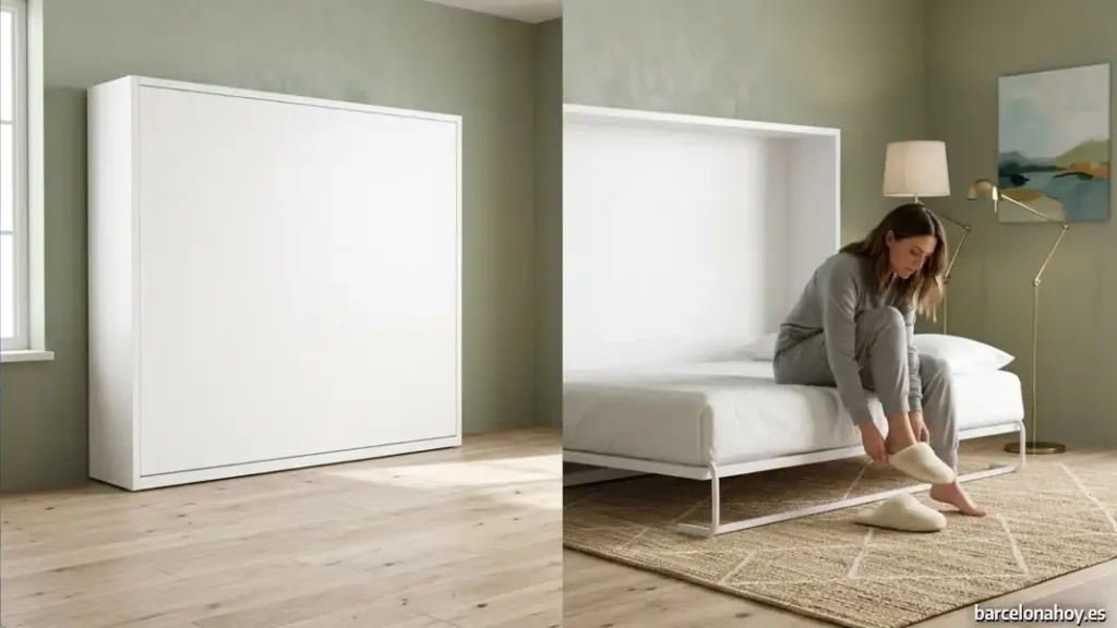 Así queda una cama abatible de matrimonio.